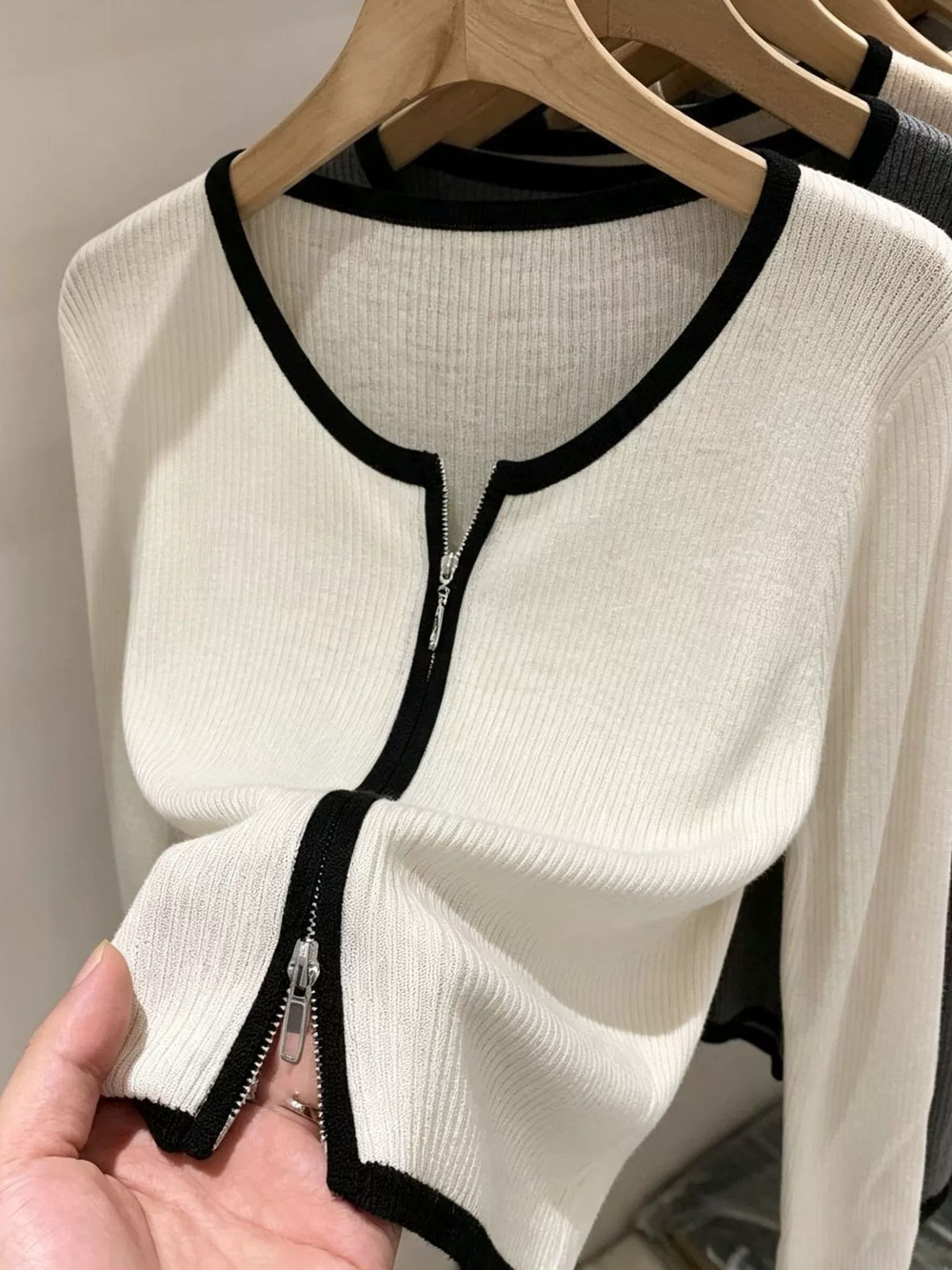 ZARA Women Fall Knit Zip Up Cardigan Sweater Top Fashion Casual